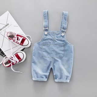 Baby Boys Girls Suspender Pants Children Cotton Elastic Denim Pants Overalls Unisex