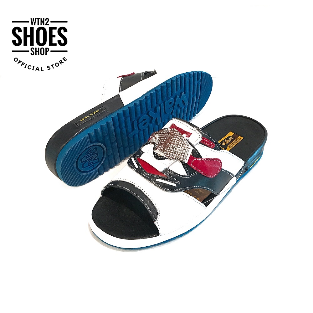รองเท้า Walker รุ่น M4912 สีขาวฟ้า รองเท้าแตะชายหนังแท้วอคเกอร์ by WTN2 SHOES SHOP