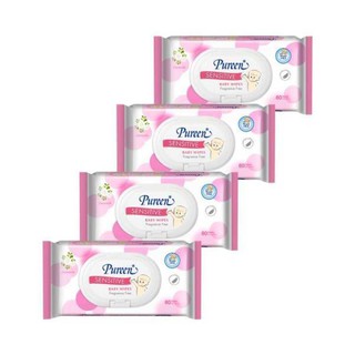 ทิชชู่เปียก Baby Wipes เพียวรีน Pureen แพ็ค 4 ห่อ