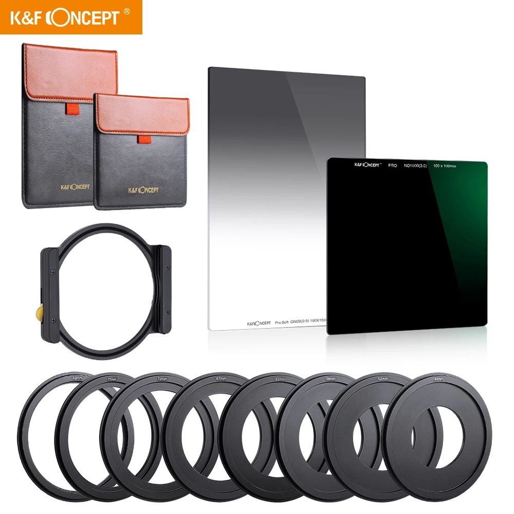K&F concept Square Filter Kit 100mm ND1000 + 150mm GND8 + Metal Square Filter Holder Set
