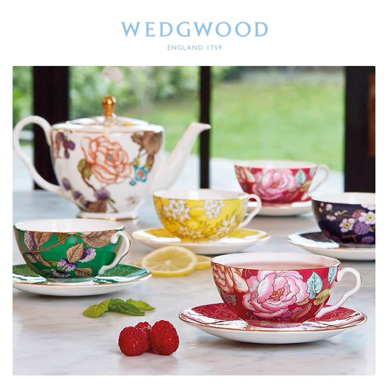 British WEDGWOOD Tea Fragrance Garden Cup Saucer Bone Porcelain Tea Cup Afternoon Tea Cup Saucer Cof