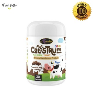 Auswelllife AWL Colostrum Plus Lysine นมโคลอสตรุ้ม นมเม็ดผสมไลซีน 30 เม็ด