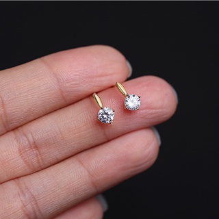 0.4 CT Moissanite ต่างหูสตั๊ด ผู้หญิง เงินแท้ S925 ชุบทอง 14K