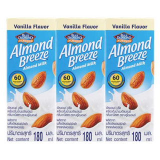 Blue Diamond Almond Breeze Almond Unsweetened บลูไดมอนด์ อัลมอนด์ บรีซ นมอัลมอนด์วนิลลา 180ml. แพ็ก 3