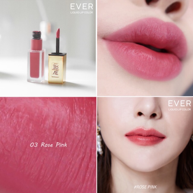 🔥พร้อมส่ง🔥 EVER LIPSTICK 03 Rose Pink ลิปสีชมพูตุ่นๆ เนื้อแมตต์ เม็ดสีสวยสุดๆ ลิปตาแก้มปาก ปากชุ่มชื