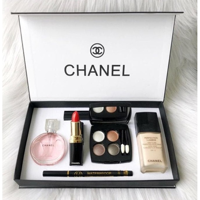 Chanel 6 in 1 gift set High quality set Perfume Foundation ผลิตภัณฑ์ชุดของขวัญ น้ำหอม ลิปสติก รองพื้