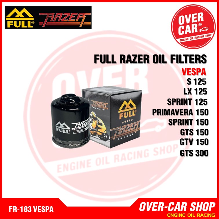 FULL RAZER FR-183 ไส้กรองน้ำมันเครื่อง กรองเครื่อง ใช้สำหรับสกู๊ตเตอร์ NEW VESPA 125 / 150 / 300 cc ทุกรุ่น