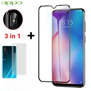 (3in1)OPPO Reno 3/Reno3 pro Full Screen Tempered Glass Film +Carbon Fiber Back Film+Camera lens film