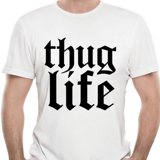 เสื้อยืดสีขาวส่งฟรี เสื้อยืดแขนสั้นลําลอง ผ้าฝ้าย พิมพ์ลาย THUG LIFE TUPAC SHAKUR SAKUR 2PAC สําหรับผู้ชายS-4XL