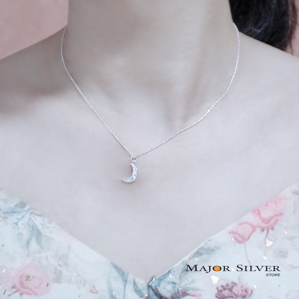 สร้อยคอเงินแท้92.5% จี้พระจันทร์เสี้ยว12มิล น่ารักมาก เหมาะกับสาวๆ สไตล์อินเทรน ใส่ได้ในทุกโอกาส Major Silver