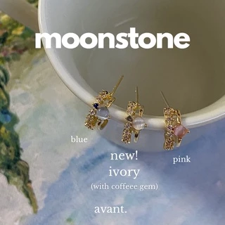 Avantgarde.bkk 🌝🌚 Restock! Moonstone stud ต่างหูครึ่งวง 8-9 mm ก้านเงิน s925 น่ารักม้ากกก