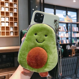 เคส Realme GT 8 5G 4G C25 C21 2021 Phone Case Cartoon Wallet Coin New Cute Green Avocado Card Purse Soft TPU With Strap เคสโทรศัพท์ RealmeGT RealmeC25