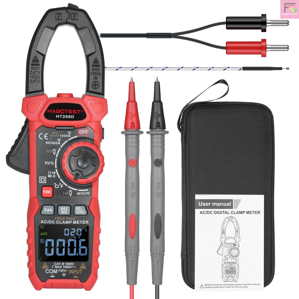 F&amp;L HABOTEST AC/DC Digital Clamp Meter True-RMS Multimeter Anto-Ranging Multi Tester Current Clamp with Amp Volt Ohm Dio
