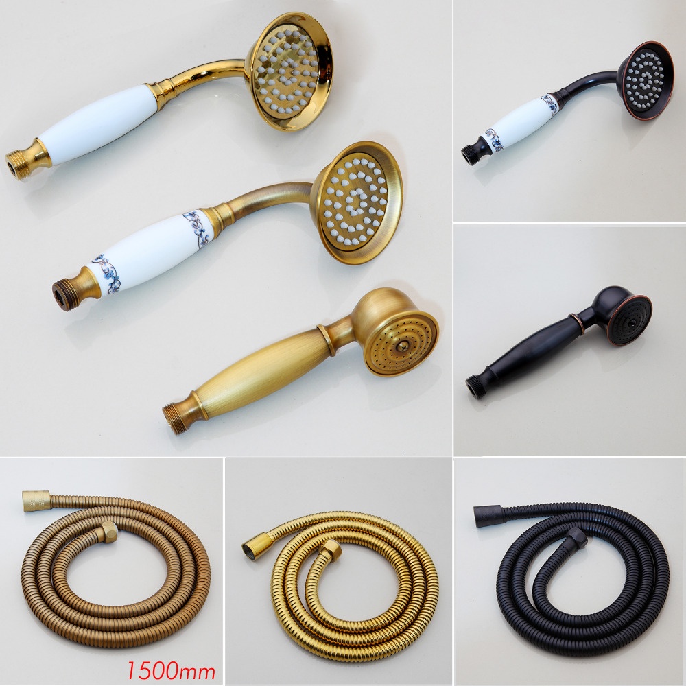 สีบรอนซ์ สีดําโบราณทองโครเมี่ยมทองเหลืองโทรศัพท์สไตล์ห้องน้ําหัวฝักบัวประหยัดน้ํามือถือหัวฝักบัวสเปรย์