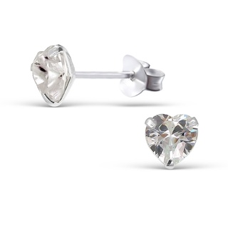 925 Sterling Silver High Quality Heart  white CZ Stud Earrings 925 เครื่องประดับเงินแท้สเตอร์ลิงคุณภาพสูงหัวใจสีขาวเพรชร