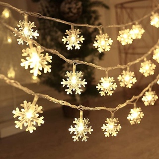 ไฟราวเกล็ดหิมะ 3/6/10m BATTERY  ไฟตกแต่งคริสมาส  คริสมาส ต้นคริสมาส Snowflake Lights for Christmas tree decorations