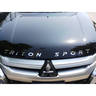 โลโก้ TRITON SPORT สีชุปโครเมี่ยม (ตัวโลโก้นูน) ติดฝากระโปรงหน้ารถ (ราคาต่อ1ชิ้น)