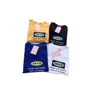 พร้อมส่ง ผ้าคอตตอนเสื้อยืด oversize ปักลายสไตล์มินิมอล ปักลาย ikea