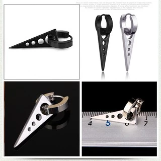 ต่างหู ตุ้มหู จิว ต่างหูผู้ชาย | YH-T.R | Punk Style Titanium Steel Geometric Triangle Stud Earrings Men Women - 1 ข้าง