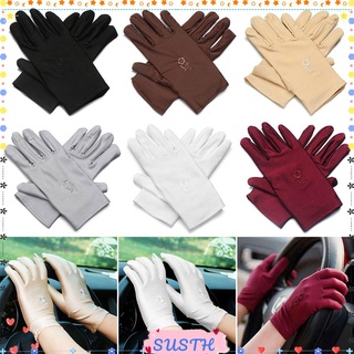 Sushen ถุงมือกันแดด แบบบาง ยืดหยุ่น ปักลาย สําหรับผู้หญิง 1 …