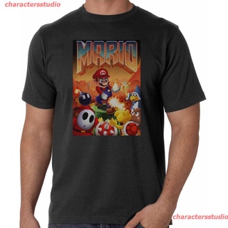 charactersstudio 2021 เสื้อยืดพิมพ์ลาย Mario Doom Mashup ฤดูร้อนสําหรับผู้ชายสีดํา sale