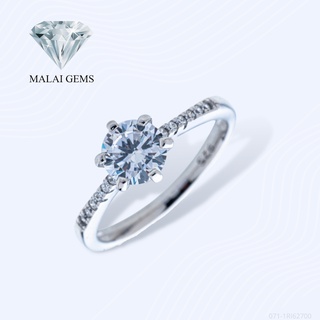 Malai Gems แหวนเพชร แหวนเพชรชู เงินแท้ 925 เคลือบทองคำขาว ประดับเพชรสวิส CZ รุ่น071-1RI62700 แถมกล่อง