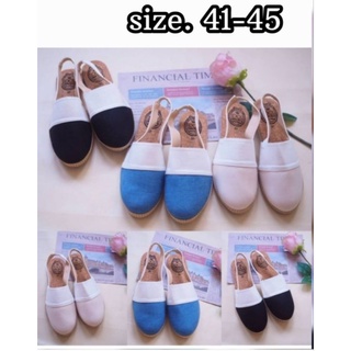 sz.41-45 👠 รองเท้าผ้าแคนวาส รัดส้น ทูโทน