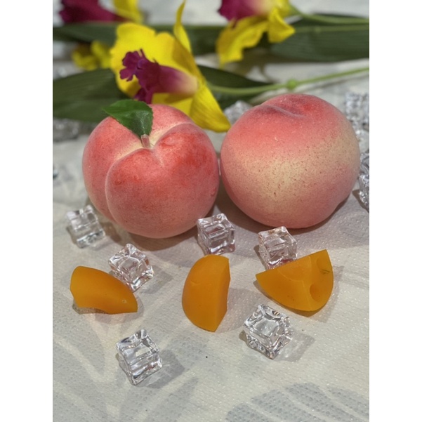 ผลไม้ปลอม โมเดลลูกพีช ลูกพีชปลอม โมเดลผักผลไม้ (ขายยกเซ็ท3 ลูก)