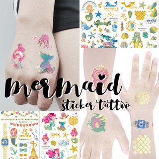 แทททูสติ๊กเกอร์ นางเงือก mermaid tattoo ลายน่ารักเด็กน้อย พร้อมส่ง