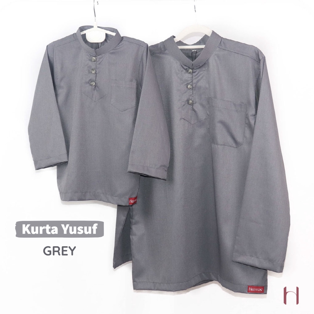 Kurta YUSUF - Gray - Kurta เสื้อแขนยาวลําลอง ผ้าฝ้าย ทรงปกติ สีเทา