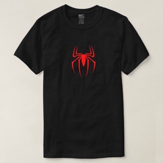 เสื้อยืดสีขาวเสื้อยืดแขนสั้น พิมพ์ลายโลโก้ Spiderman สีดํา สําหรับผู้ชาย และผู้หญิงS-4XL