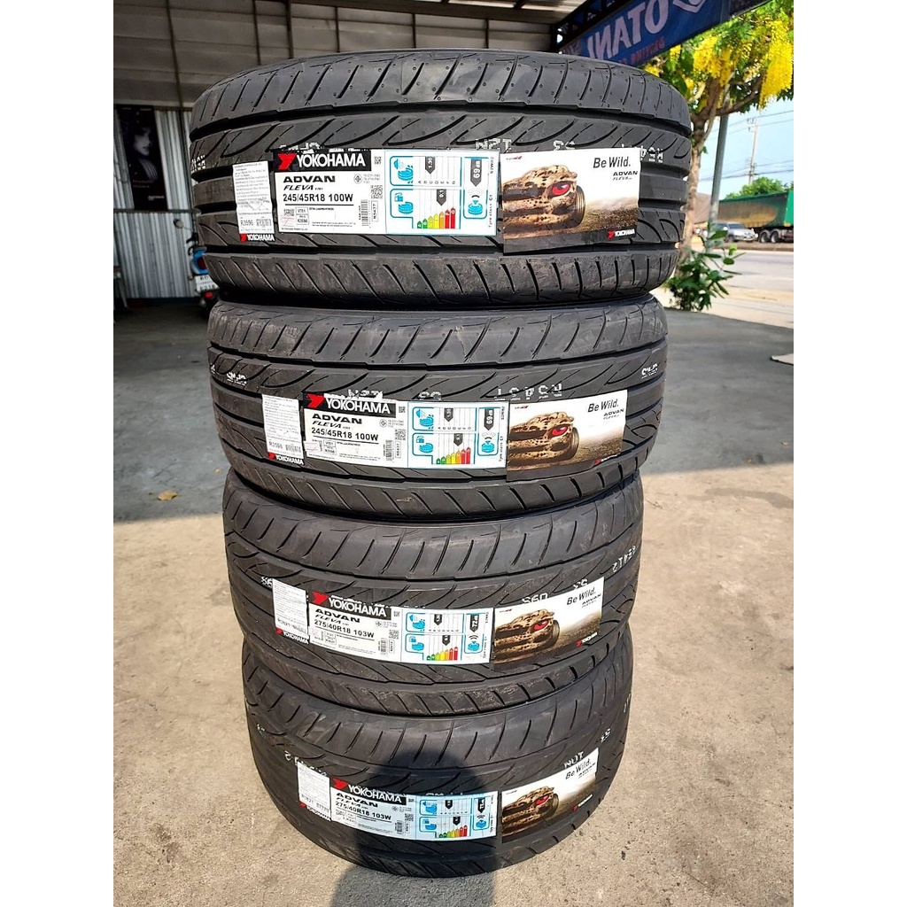 🔴 ยาง Yokohama Advan Fleva V701 245/45/18 กับ 275/40/18 ปี 22 ✅ ชุดละ 19,000 บาท ✅