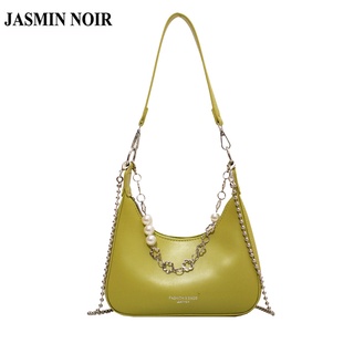 Jasmin NOIR กระเป๋าสะพายไหล่ กระเป๋าถือ สะพายข้าง หนัง PU แต่งสายโซ่คล้อง สําหรับสตรี