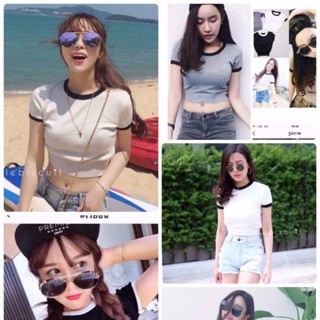 💯💯พร้อมส่ง เสื้อครอปท็อป ผ้าเรย่อนเนื้อดี💯💯