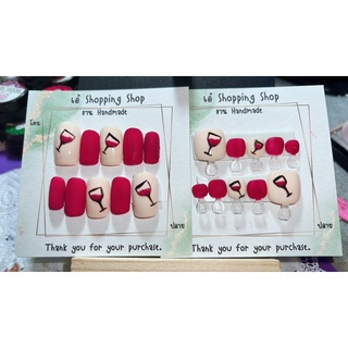 เล็บปลอมเล็บเจลแท้💯%(มือ-เท้า)งานเพ้นท์Sale!!!ไซส์mทรงเหลี่ยม