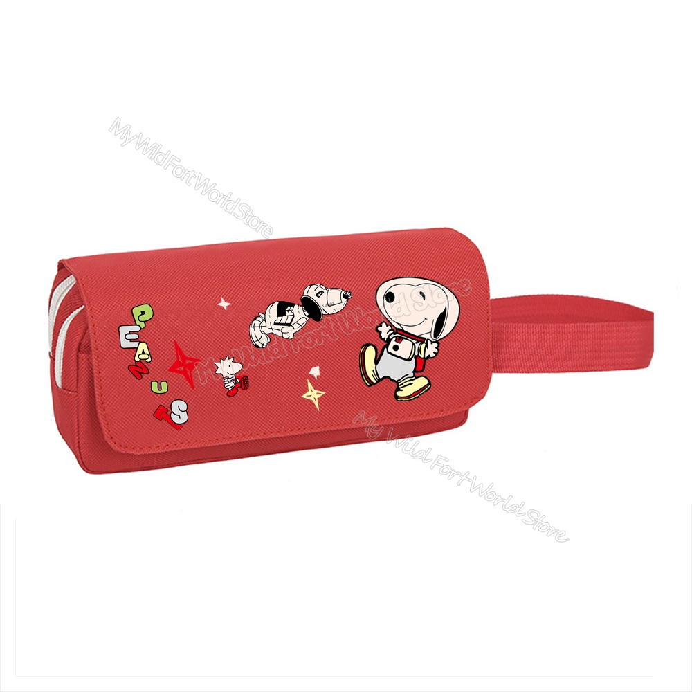 กระเป๋าดินสอ แต่งซิปสองชั้น ขนาดใหญ่ จุของได้เยอะ ลายการ์ตูน Snoopy แฟชั่นสําหรับเด็กนักเรียน