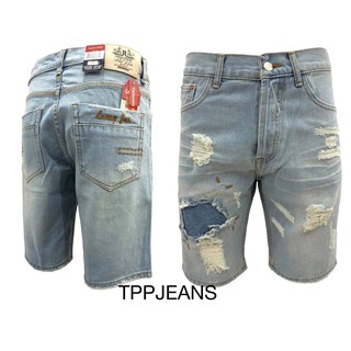 TPPJEANS NB LightBlueCollection กางเกงยีนส์ขาสั้นชายสีบลูยีนส์ฟอกซีด แต่งปะขาด งานตัดเย็บอย่างดี Size 28-38