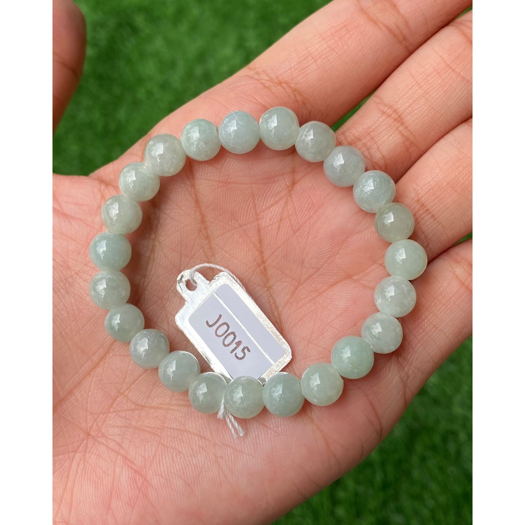J0015 หยก พม่า แท้ Jade กำไล ประคำหยก (Jadeite Beads Bracelet) พม่า (Myanmar)