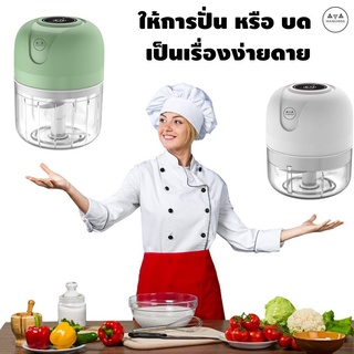 KD-0081 เครื่องปั่น เครื่องปั่นกระเทียมไฟฟ้าพร้อมแผ่นกั้น ชาร์จ USB ปั่นเนื้อ ปั่นกะเทียม อาหารเสริมเด็ก ผลไม้ พริก