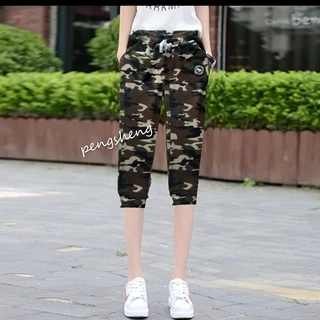 #กางเกงลายทหารขา4ส่วนขาจั้ม ผ้ายืดตัวใหญ่ดีใส่เทียวใส่ออกกำลังกายใด้ ราคาพิเศษ+ ผ้ายืดใส่สบายมี3ไชส์ เอว25-48ใส่ได้ =031