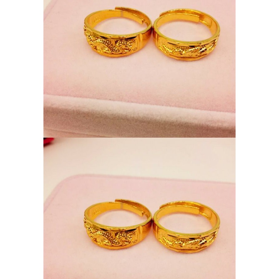 แหวนคู่ ลายหงส์มังกร2 ชิ้น / ชุด แหวนทองชุบปรับขนาดได้ แหวนแต่งงาน แหวนหมั้น ลายมงคลความรัก A14
