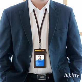 Hik กระเป๋าสตางค์หนัง Pu มีซิป พร้อมช่องใส่บัตร 5 ช่อง ช่องใส่บัตร 1 ช่อง ช่องใส่บัตร Rfid ด้านข้าง และสายคล้องคอ 20 นิ้ว สําหรับสํานักงาน โรงเรียน ใบขับขี่