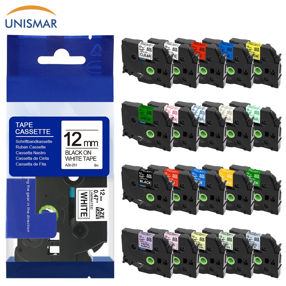 เทปฉลากลามิเนต 9 มม. 12 มม. สําหรับเครื่องพิมพ์ฉลาก Brother TZe-231 tze231 tze131 TZE631 PT-H110 PT-