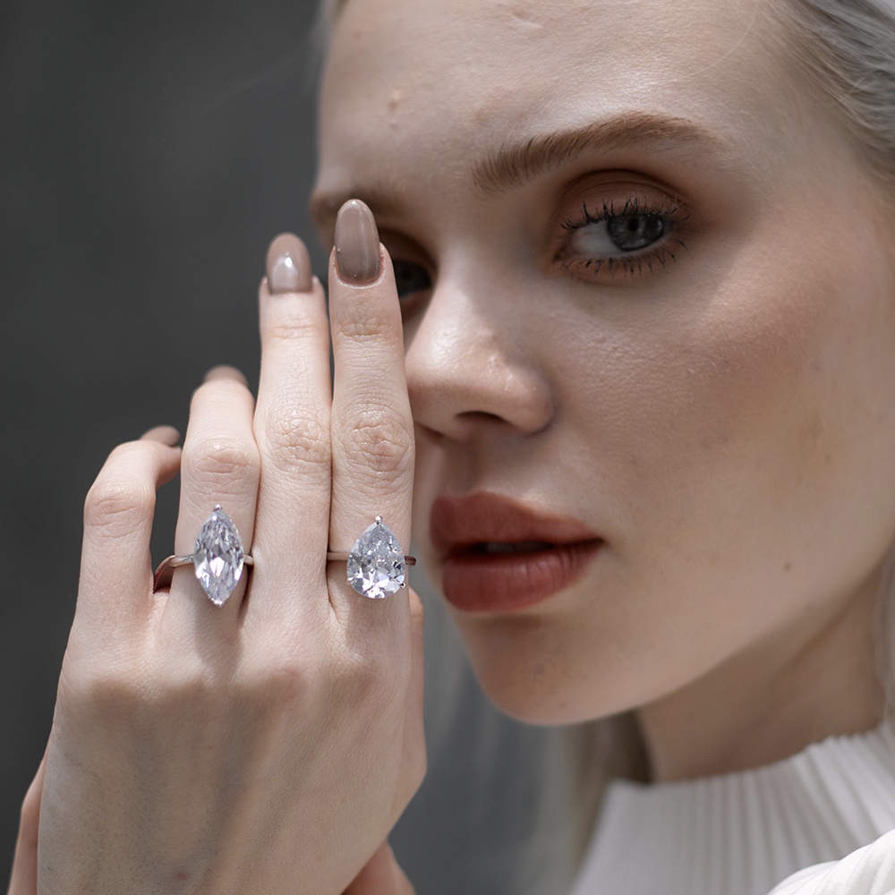 SWAN خاتم فضة Oversize Marquise بزركون — صورة 5