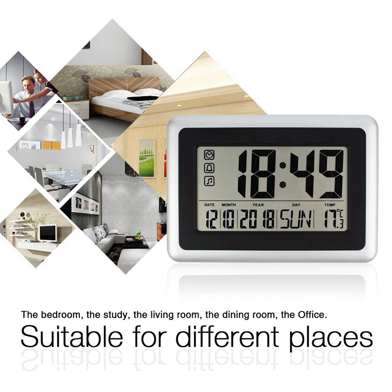 {now}Large Display Digital Wall Clock,Silent Desk Shelf Clocks Battery