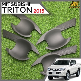 เบ้าประตู เบ้ากันรอย เบ้ารองเปิดประตู Mitsubishi Triton 2015 สีดำด้าน โลโก้ดำ (SG) lg_autoshop