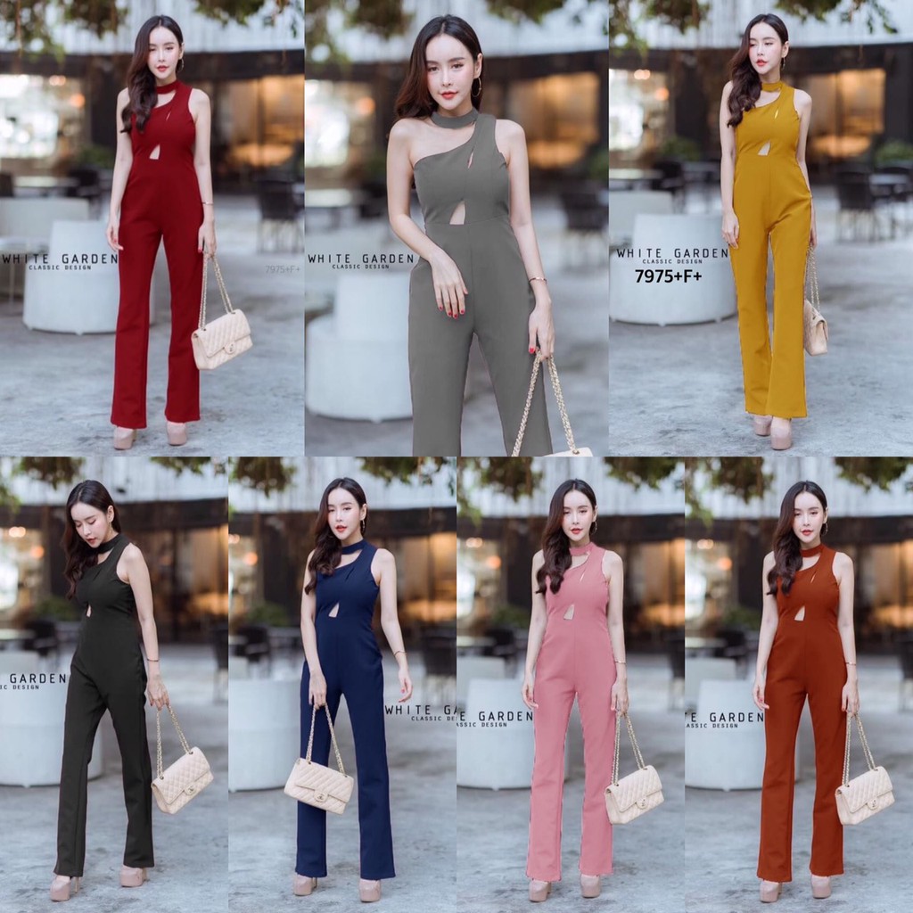 TwinsShopVip💗พร้อมส่ง TW7975จั้มสูทไหล่เดี่ยวปลอกคอ