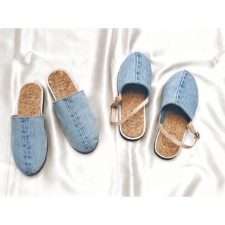 รองเท้ายีนส์แฟชั่นทรงสลิปเปอร์-Slipper Jeans