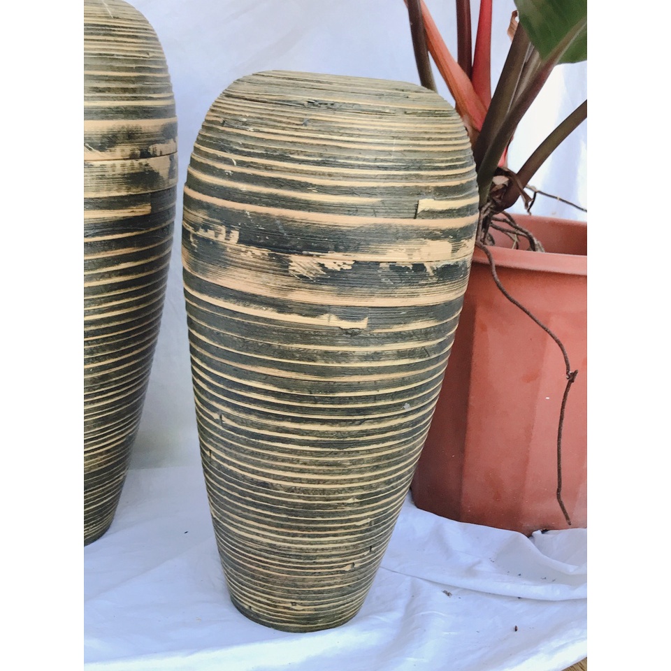 แจกันดอกไม้ไม้ไผ่สําหรับน่ารักวินเทจสไตล์โบโฮขนาดH40*Dปาก8ซม./H45* D Mouth9.5ซม.