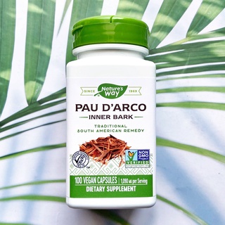 สารสกัดสมุนไพรจากทวีปอเมริกา Pau D Arco Inner Bark 1090 mg 100 Veg Capsules (Natures Way®)